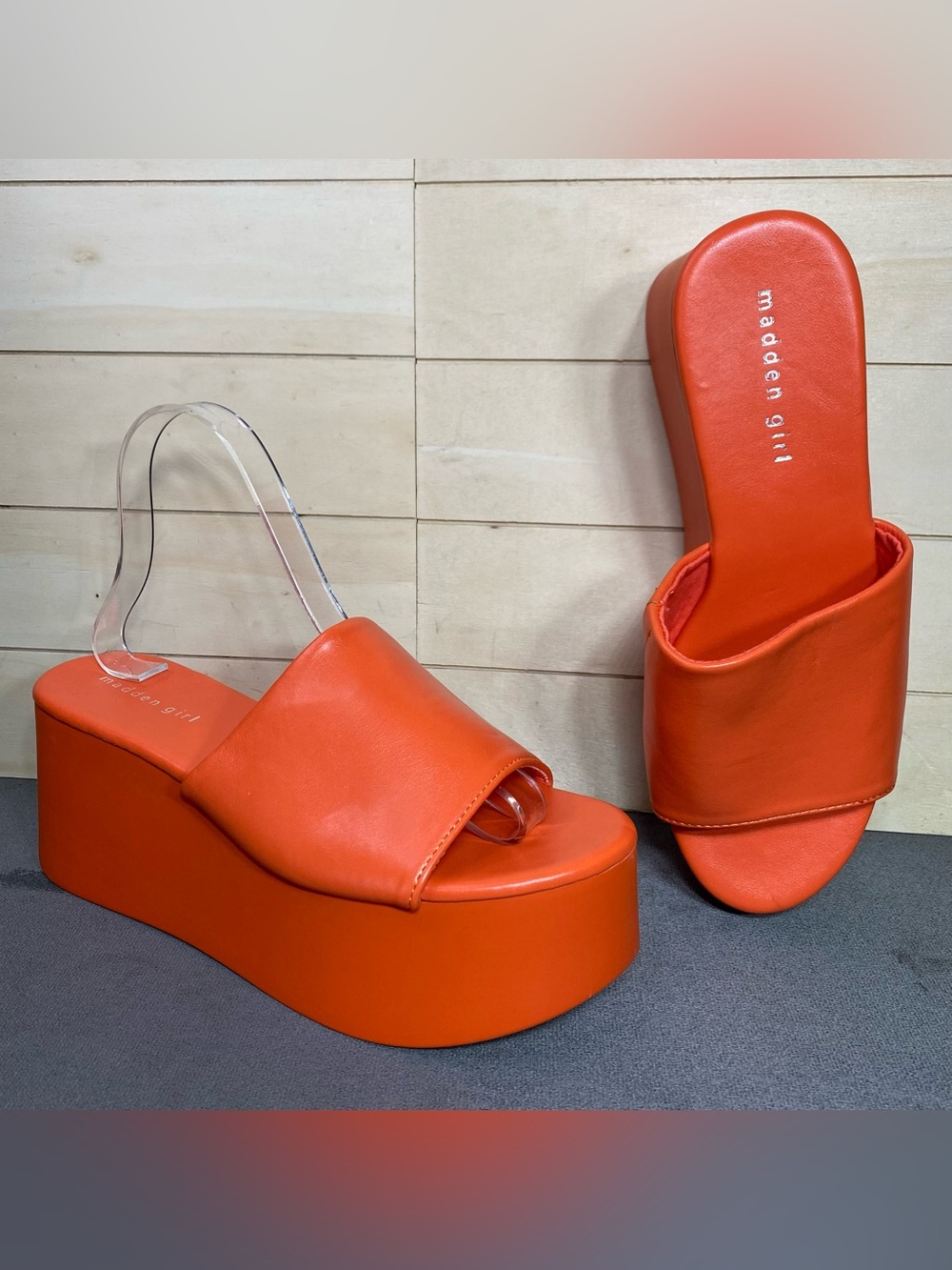Madden Girls Cake Platform Slides Sandals Women's Size 7.5 M Shoes Orange - Picture 12 of 12